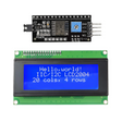 Blue 2004-character LCD display module with an integrated interface for easy connectivity to various electronic devices.