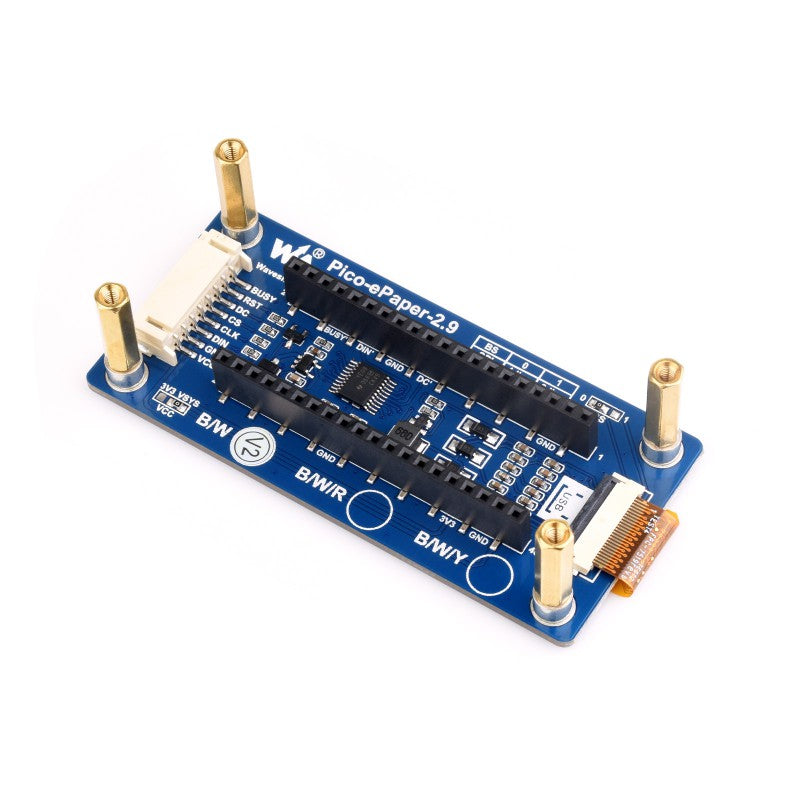 2.9inch E-Ink display HAT for Raspberry Pi Pico - 296x128 - Black / White