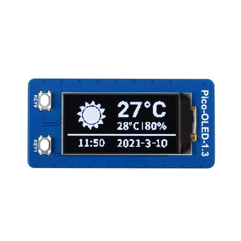 1.3inch OLED Display HAT Module for Raspberry Pi Pico - 64×128 White