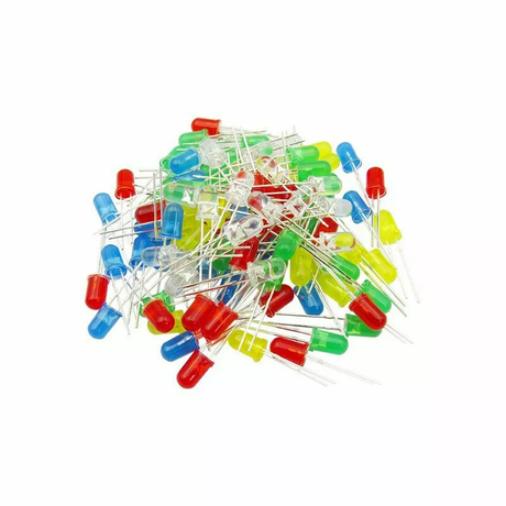 100PCS 5mm Basic LED Pack Red Green Blue Yellow White