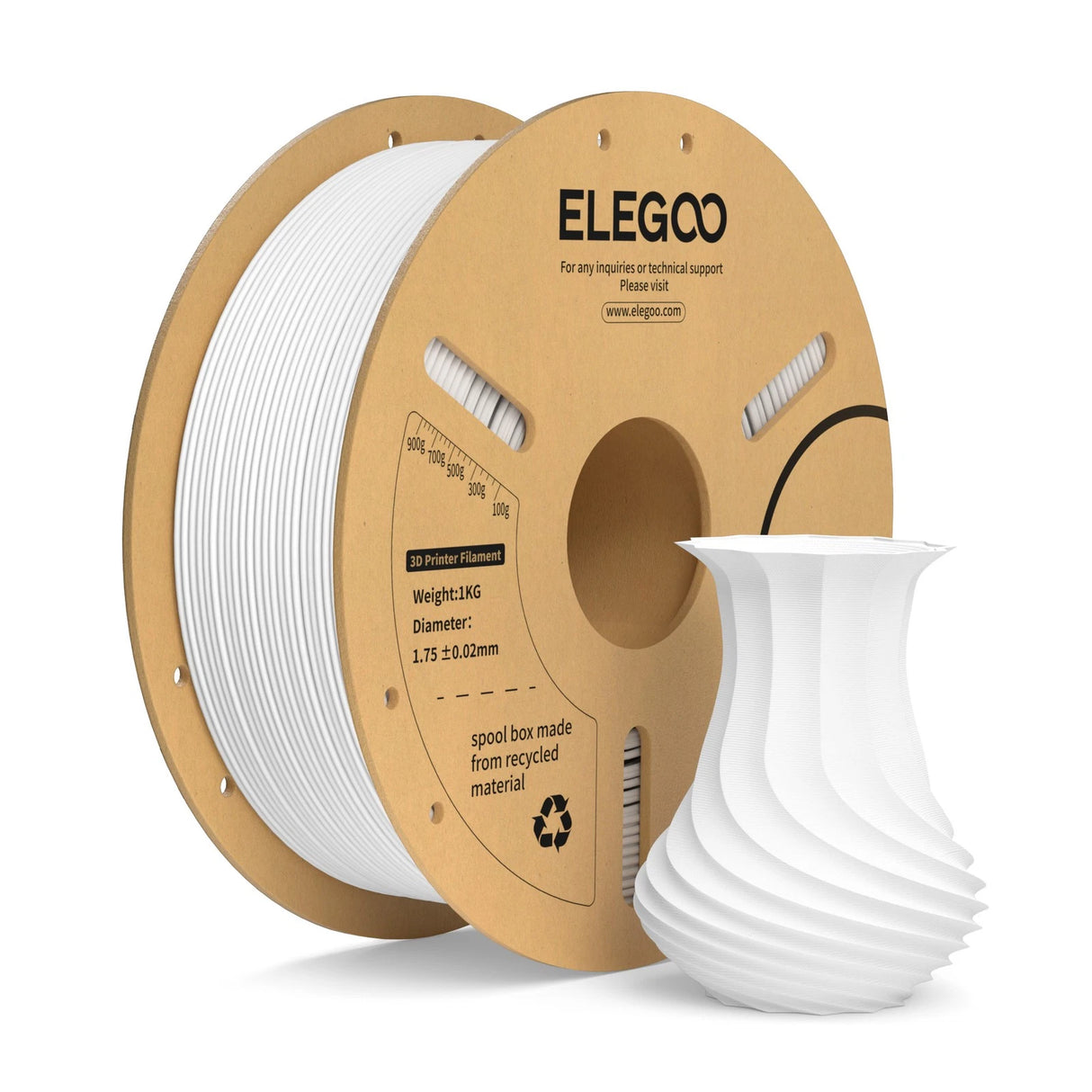 Elegoo PLA+ White 1.75mm 1kg