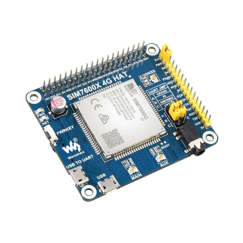 4G HAT For Raspberry Pi, LTE Cat-4 4G / 3G / 2G Support, GNSS, Global Band