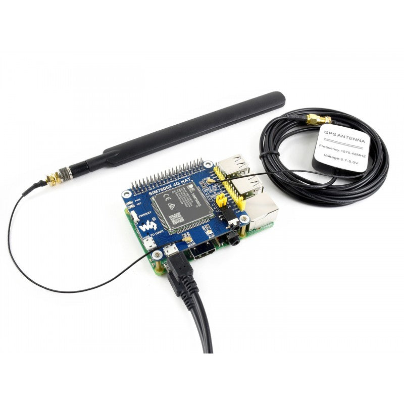 4G HAT For Raspberry Pi, LTE Cat-4 4G / 3G / 2G Support, GNSS, Global Band