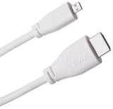 Micro HDMI to Standard HDMI 2.0 Official Raspberry Pi Cable for Raspberry Pi 4 & 5 - White